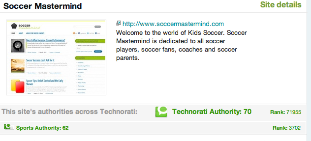 Technorati Rank Technorati Rank-Soccer Mastermind
